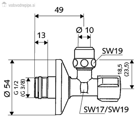 Schell Comfort 49170699 - kotni regulirni ventil tehnična risba